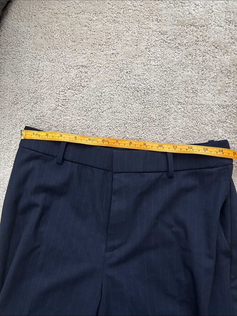 Wide Legged Navy Pinstripe Trousers